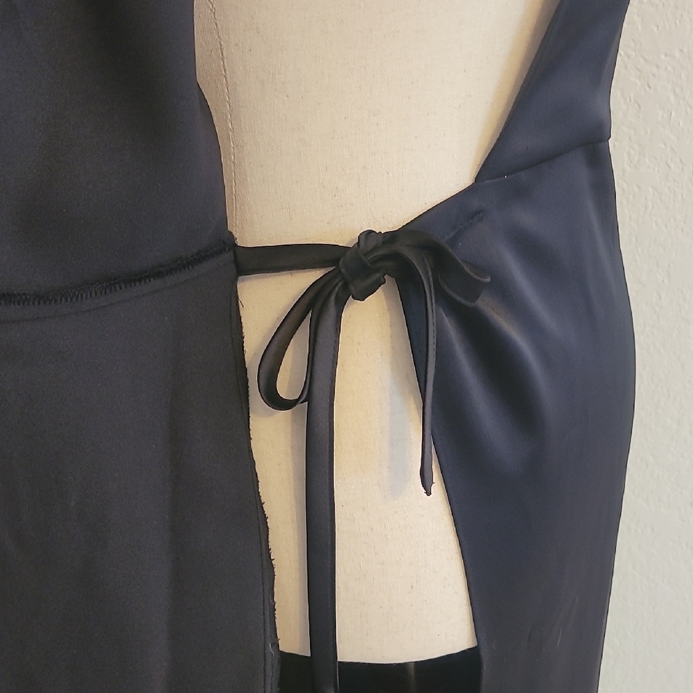 Sophisticated Black Satin Wrap Dress - Picture 9 of 9